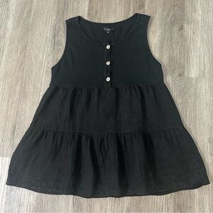 Splendid Iris Linen Black Sleeveless Top - Size S/M